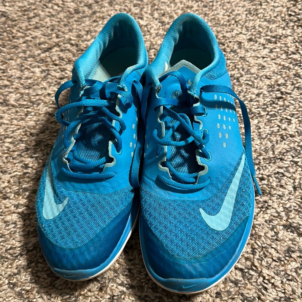 Blue Nike shoes